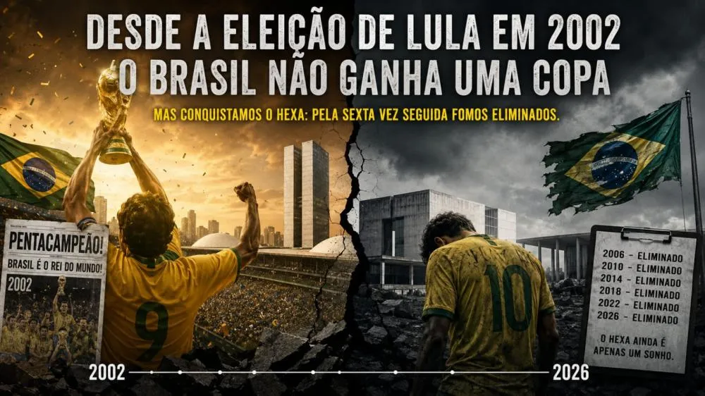 DESDE A ELEIÇÃO DE LULA EM 2002 O BRASIL NÃO GANHA UMA COPA