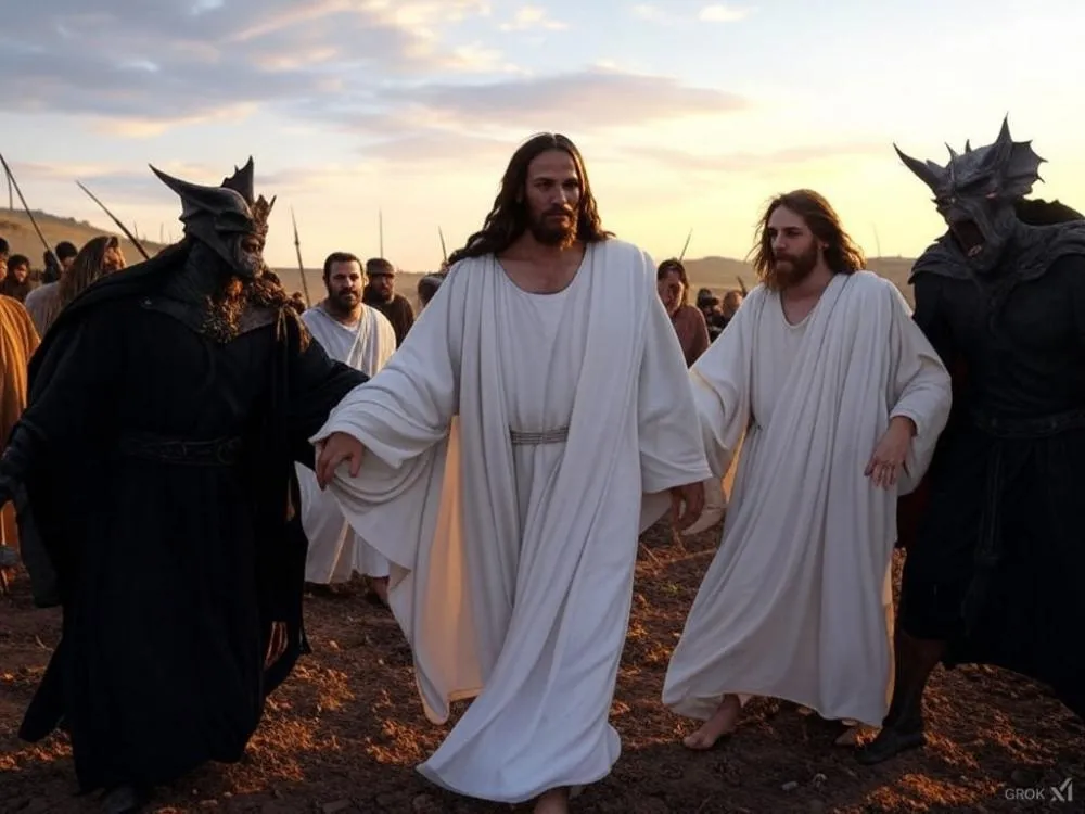Cristo contra os Baalistas. Imagem criada com o Grok